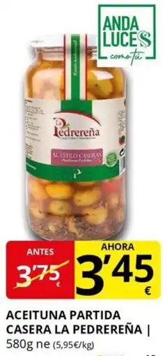 Supermercados MAS LA PEDREREÑA Aceituna partida casera oferta
