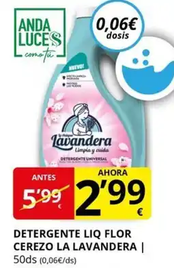 Supermercados MAS LA LAVANDERA Detergente liq flor cerezo oferta