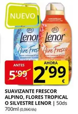 Supermercados MAS LENOR Suavizante frescor alpino, flores tropical o silvestre oferta