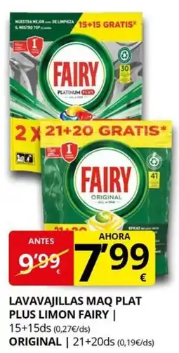 Supermercados MAS FAIRY Lavavajillas maq plat plus limon oferta