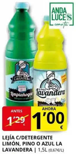 Supermercados MAS LA LAVANDERA Lejía c/detergente limón, pino o azul oferta