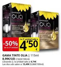 Supermercados MAS GARNIER Olia gama tinte oferta