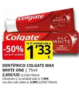 Supermercados MAS COLGATE Dentífrico max white one oferta