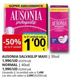Supermercados MAS AUSONIA Salvaslip maxi oferta