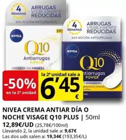 Supermercados MAS NIVEA Crema antiar día o noche visage q10 plus oferta