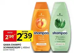 Supermercados MAS SCHWARZKOPF Gama champú oferta
