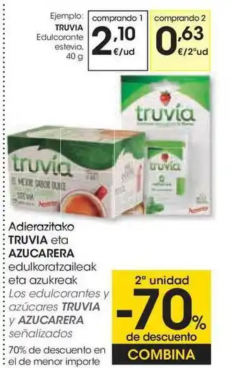 Eroski Adierazitako Truvia Eta Azucarera Edulkoratzaileak Eta Azukreak oferta