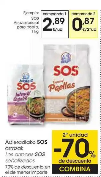 Eroski Adierazitako SOS Arrozak oferta