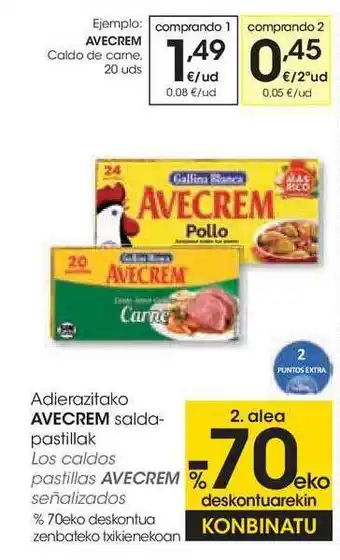 Eroski Adierazitako Avecrem Saldapastillak oferta
