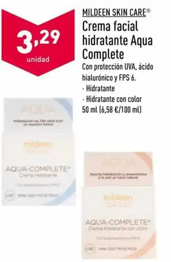 ALDI Mildeen Skin Care Crema Facial Hidratante Aqua Complete 50 ml oferta
