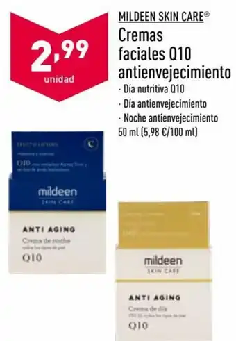 ALDI Mildeen Skin Care Cremas Faciales Q10 Antienvejecimiento 50 ml oferta