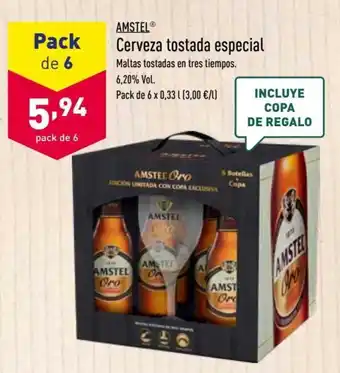 ALDI Amstel Cerveza Tostada Especial Pack de 6 x 0.33 L oferta