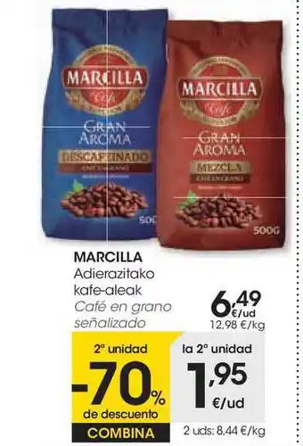 Eroski Marcilla Adierazitako Kafe-Aleak oferta