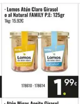 Family Cash FAMILY Lomos Atún Claro Girasol o al Natural oferta