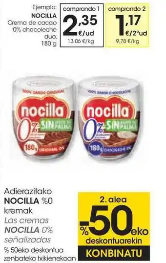 Eroski Adierazitako Nocilla %0 Kremak oferta