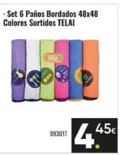 Family Cash TELAI Set 6 Paños Bordados 48x48 Colores Surtidos oferta