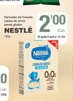SPAR Fragadis NESTLÉ Farinetes de Cereals crema de arròs sense gluten oferta