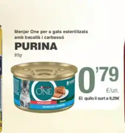 SPAR Fragadis PURINA Menjar One per a gats esterilitzats amb bacallà i carbassó oferta
