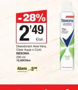 SPAR Fragadis REXONA Desodorant Aloe Vera, Clear Aqua o Cotó oferta