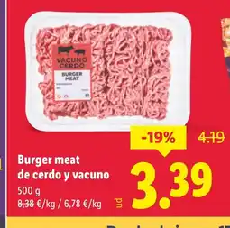 Lidl Burger meat de cerdo y vacuno oferta