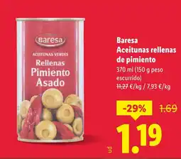 Lidl BARESA Aceitunas rellenas de pimiento oferta