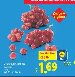 Lidl Uva roja sin semillas oferta