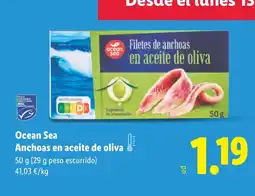 Lidl OCEAN SEA Anchoas en aceite de oliva oferta