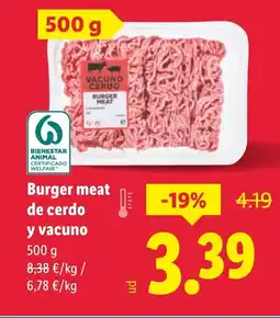 Lidl Burger meat de cerdo y vacuno oferta