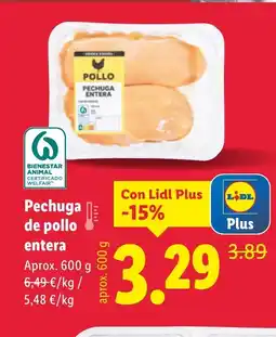 Lidl Pechuga de pollo entera oferta