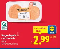 Lidl Burger de pollo con zanahoria oferta