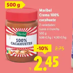 Lidl MARIBEL Crema 100% cacahuete oferta