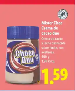 Lidl MISTER CHOC Crema de cacao duo oferta
