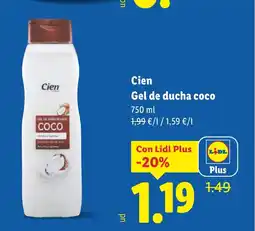 Lidl CIEN Gel de ducha coco oferta