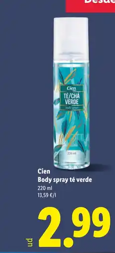 Lidl CIEN Body spray té verde oferta