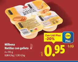 Lidl MILBONA Natillas con galleta oferta