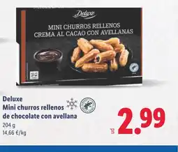 Lidl DELUXE Mini churros rellenos de chocolate con avellana oferta