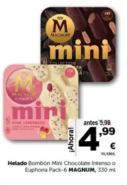 Masymas MAGNUM Helado Bombón Mini Chocolate Intenso o Euphoria Pack-6 oferta