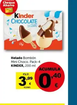 Masymas KINDER Helado Bombón Mini Choco. Pack-4 oferta