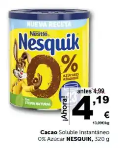 Masymas NESQUIK Cacao Soluble Instantáneo 0% Azúcar oferta
