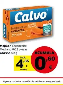 Masymas CALVO Mejillón Escabeche Mediano 8/12 piezas oferta