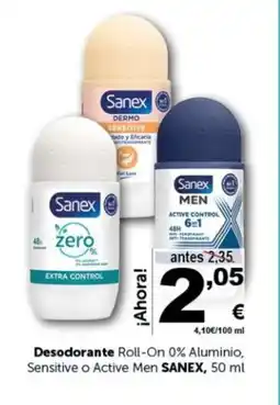 Masymas SANEX Desodorante Roll-On 0% Aluminio, Sensitive o Active Men oferta