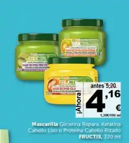 Masymas FRUCTIS Mascarilla Glicerina Repara, Keratina Cabello Liso o Proteina Cabello Rizado oferta