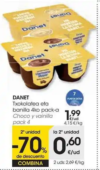 Eroski Danet Txokolatea Eta Banilla 4ko Pack-A oferta