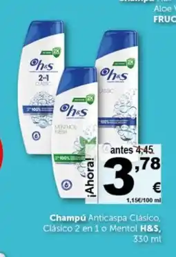 Masymas H&S Champú Anticaspa Clásico, Clásico 2 en 1 o Mentol oferta