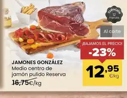 Autoservicios Familia JAMONES GONZÁLEZ Medio centro de jamón pulido Reserva oferta
