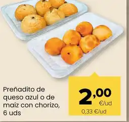 Autoservicios Familia Preñadito de queso azul o de maíz con chorizo, 6uds oferta