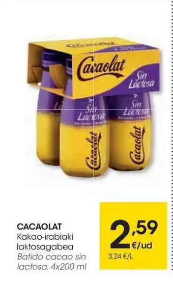 Eroski Cacaolat Kakao-Irabiaki Laktosagabea 4 x 200ml oferta