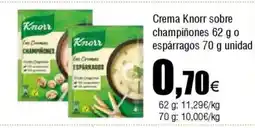 Cash FROIZ Crema Knorr sobre champiñones o espárragos oferta