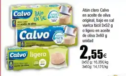 Cash FROIZ Atún claro Calvo en aceite de oliva original, bajo en sal vuelca fácil o ligero en aceite de oliva oferta