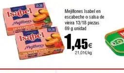 Cash FROIZ Mejillones Isabel en escabeche o salsa de vieira 13/18 piezas oferta